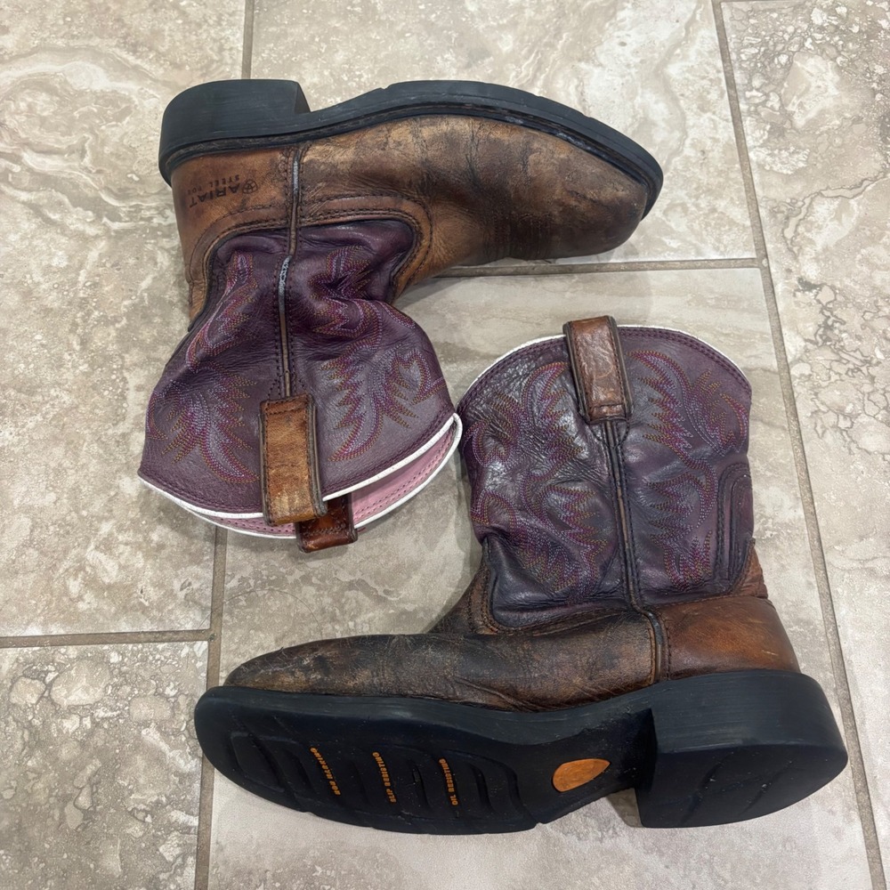 Ariat Womens Krista Steel Toe Work Boots Brown Purple Leather 10009494 Size 6B - Picture 5 of 15